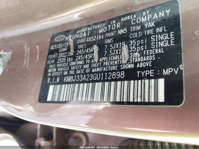 2016 HYUNDAI TUCSON KM8J33A23GU112898 Photo 8