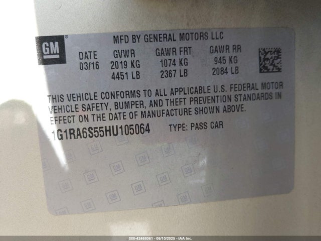 1G1RA6S55HU105064 Chevrolet l3a - di: direct injectio, vvt: variable valve timing, hybrid, gen 1
