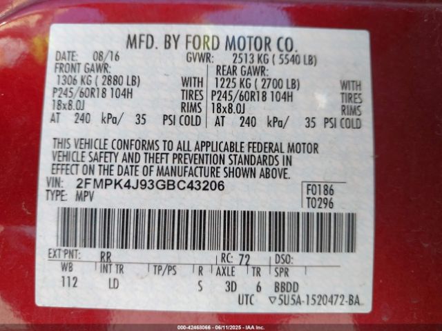 2016 FORD EDGE 2FMPK4J93GBC43206 Photo 8