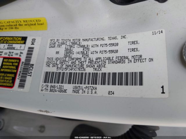 5TFGY5F14FX178336 Toyota 3ur-fbe