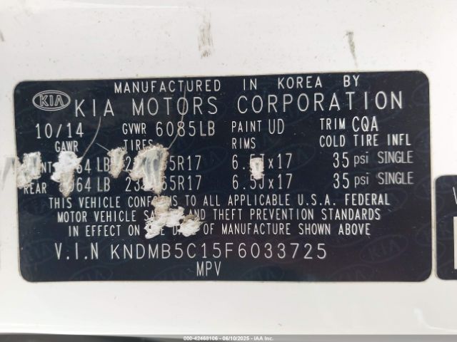 KNDMB5C15F6033725 KIA dohc gdi lambda ii
