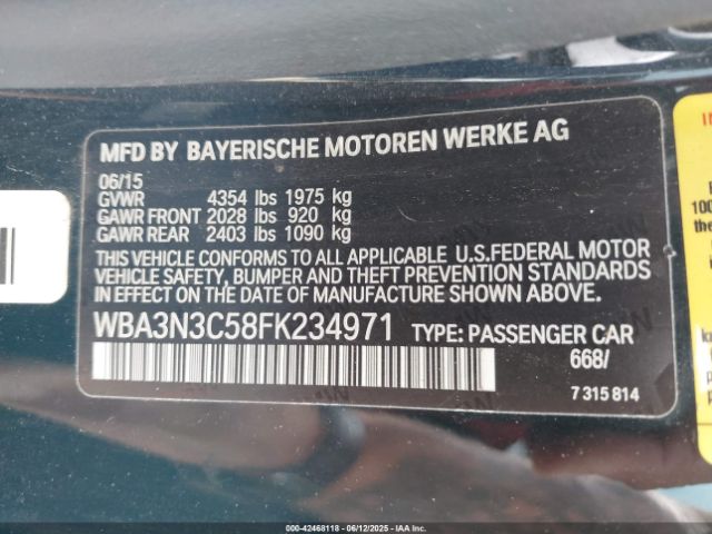 WBA3N3C58FK234971 BMW 2015
