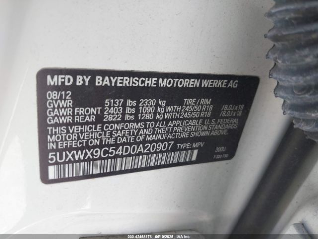 2013 BMW X3 5UXWX9C54D0A20907 Photo 8