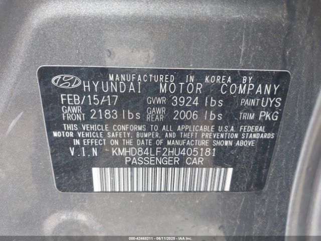 KMHD84LF2HU405181 Hyundai Elantra