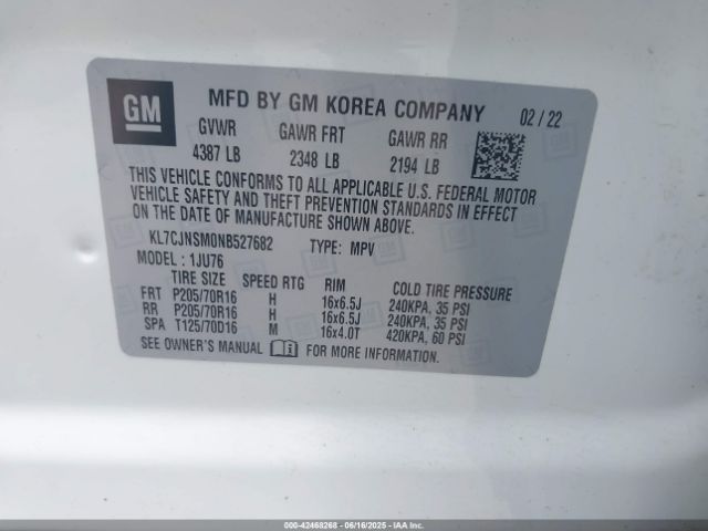 2022 CHEVROLET TRAX KL7CJNSM0NB527682 Photo 8