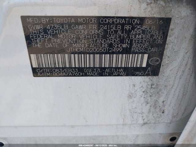 JTHCM1D20G5012499 Lexus 2gr-fse