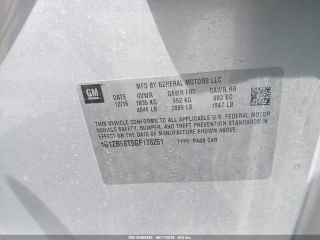 1G1ZB5ST5GF178251 Chevrolet lfv - di: direct injection, vvt, gen1 gmna