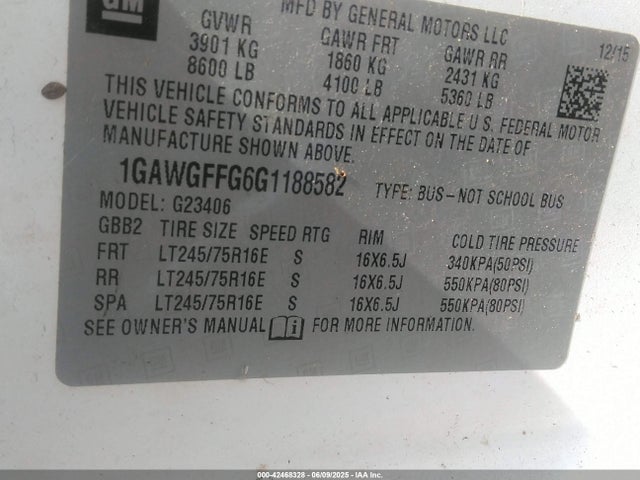 1GAWGFFG6G1188582 Chevrolet Express 2500 Lt