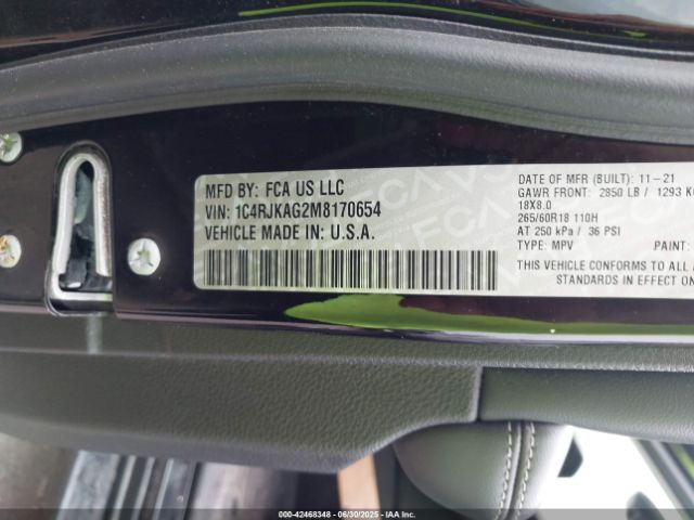 2021 JEEP GRAND CHEROKEE L 1C4RJKAG2M8170654 Photo 8