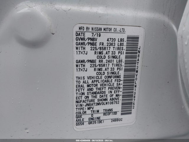 JN8AT2MV0LW108752 Nissan Rogue
