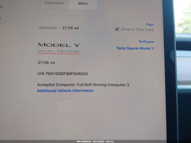Tesla 2022 2022 7SAYGDEF9NF506523 Image 7