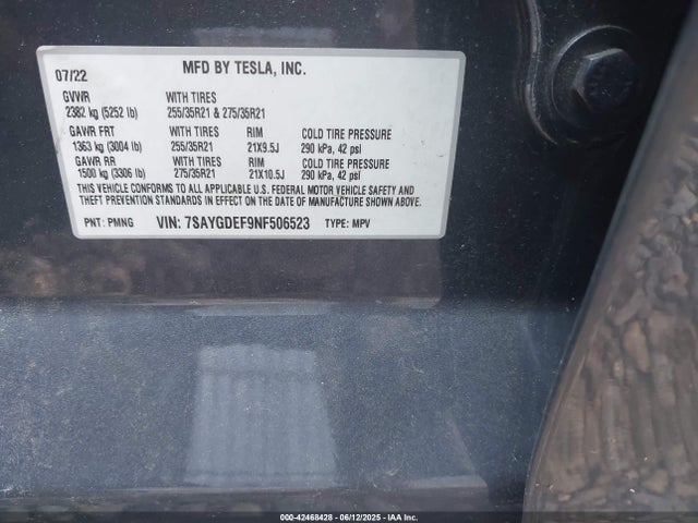 Tesla 2022 2022 7SAYGDEF9NF506523 Image 9