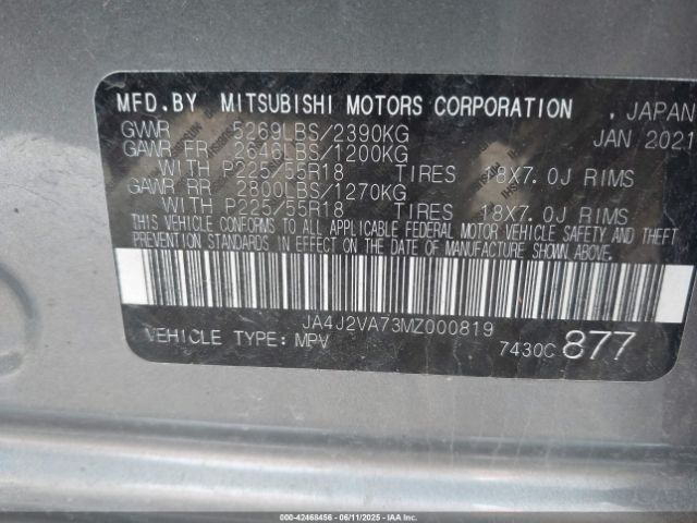 2021 MITSUBISHI OUTLANDER PHEV JA4J2VA73MZ000819 Photo 8