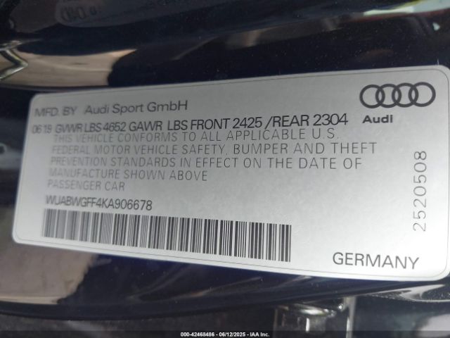 2019 AUDI RS 3 WUABWGFF4KA906678 Photo 8