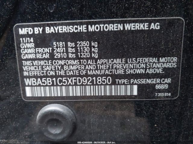 2015 BMW 535I WBA5B1C5XFD921850 Photo 8