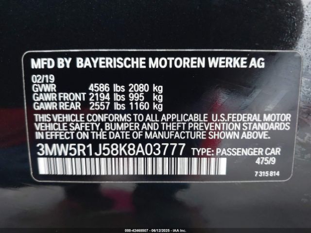 2019 BMW 330I 3MW5R1J58K8A03777 Photo 8