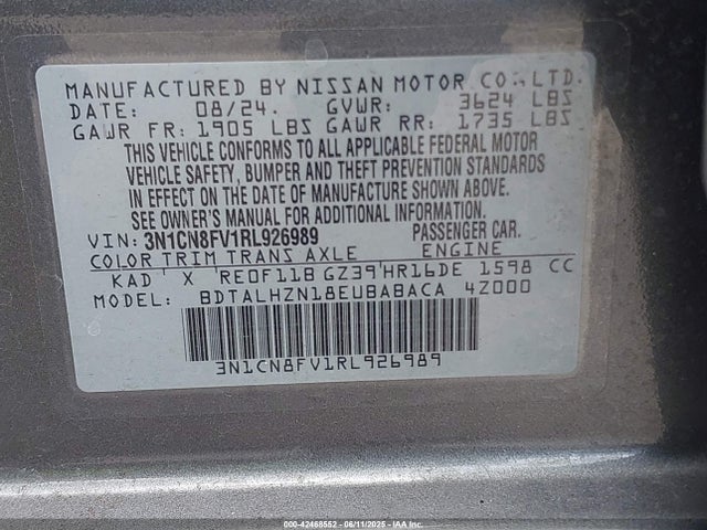 Nissan Versa 1.6 Sr 2024 3N1CN8FV1RL926989 Image 9