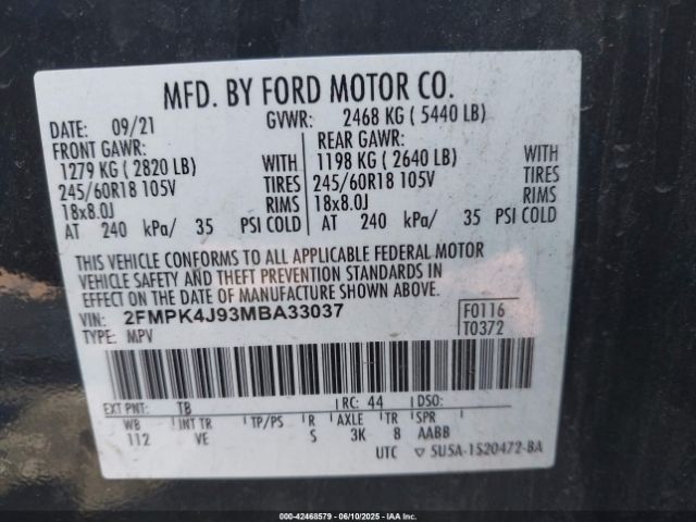 2021 FORD EDGE 2FMPK4J93MBA33037 Photo 8
