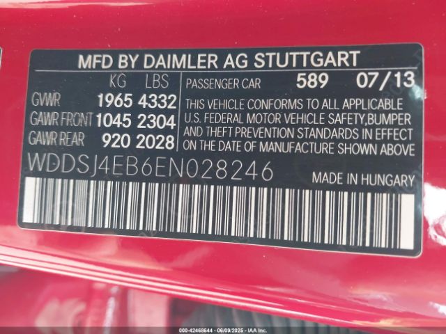 WDDSJ4EB6EN028246 Mercedes-Benz CLA 250