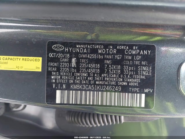 KM8K3CA51KU246249 Hyundai t-gdi gamma