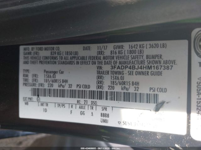 2017 FORD FIESTA 3FADP4BJ4HM167387 Photo 8