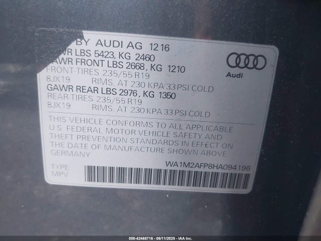 2017 AUDI Q5 WA1M2AFP8HA094196 Photo 8