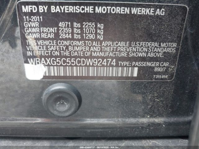 2012 BMW 528I WBAXG5C55CDW92474 Photo 8