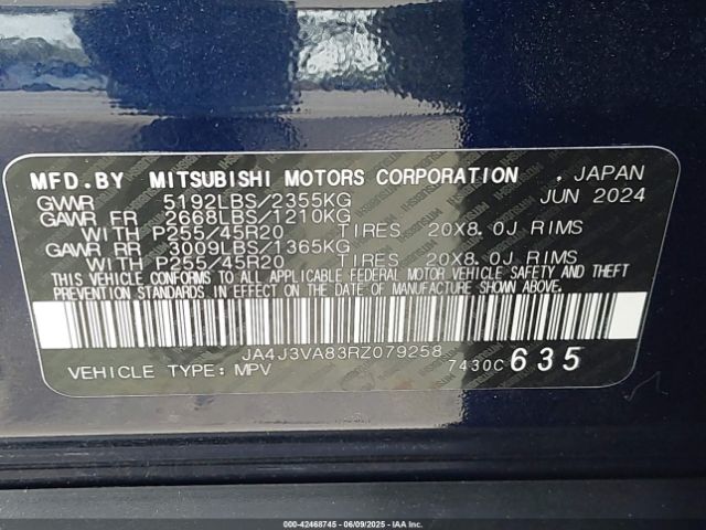 2024 MITSUBISHI OUTLANDER JA4J3VA83RZ079258 Photo 8