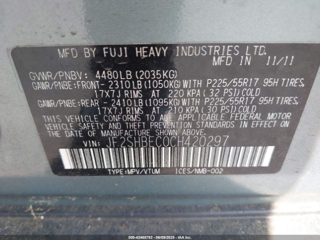 2012 SUBARU FORESTER JF2SHBEC0CH420297 Photo 8