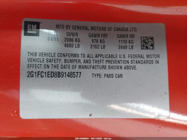 2011 CHEVROLET CAMARO 2G1FC1ED8B9148577 Photo 8