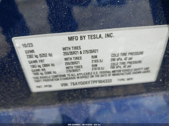Tesla 2023 2023 7SAYGDEF7PF904333 Image 9