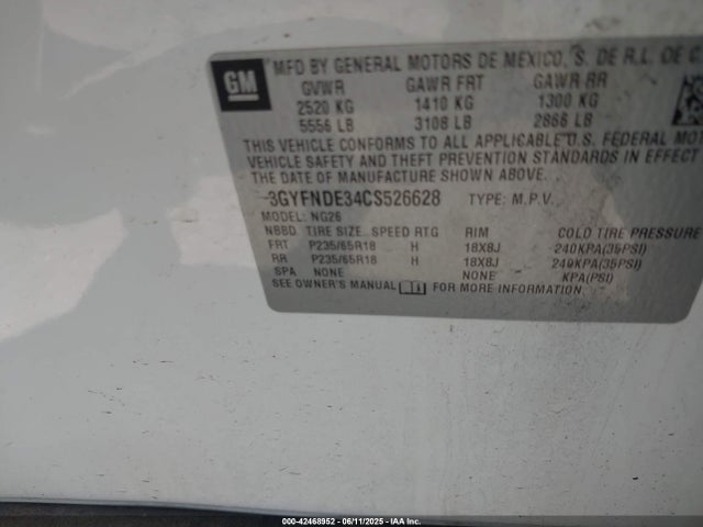 2012 CADILLAC SRX 3GYFNDE34CS526628 Photo 8