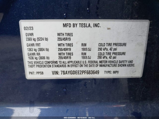 2023 TESLA MODEL Y 7SAYGDEE2PF683649 Photo 8