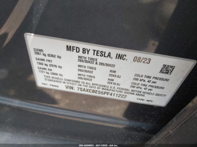 2023 TESLA MODEL X 7SAXCBE55PF411222 Photo 8