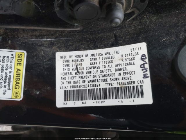 2012 ACURA TL 19UUA8F2XCA038924 Photo 8