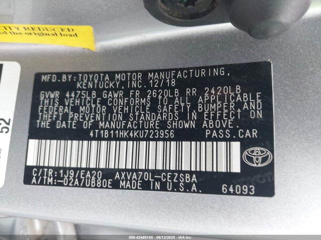 4T1B11HK4KU723956 Toyota a25a-fks