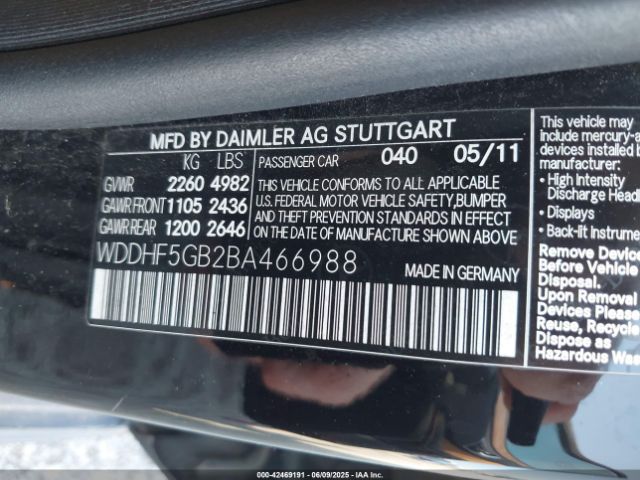 2011 MERCEDES-BENZ E 350 WDDHF5GB2BA466988 Photo 8