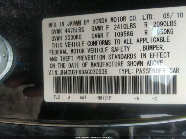 2010 ACURA TSX JH4CU2F68AC030936 Photo 8