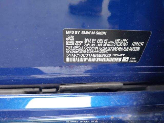 2021 BMW X6 M 5YMCY0C01M9E88629 Photo 8