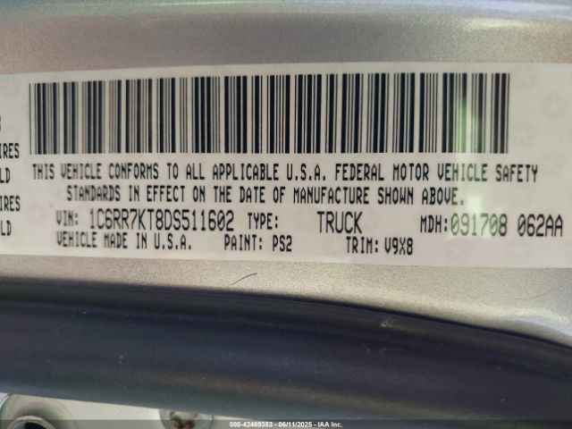 2013 RAM 1500 1C6RR7KT8DS511602 Photo 8