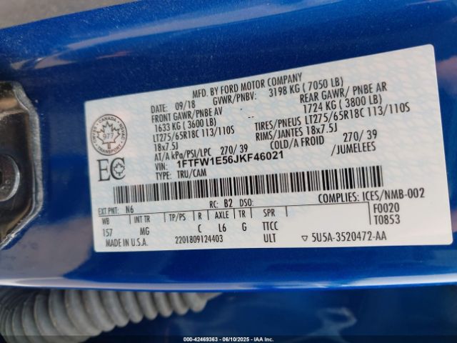 2018 FORD F-150 1FTFW1E56JKF46021 Photo 8