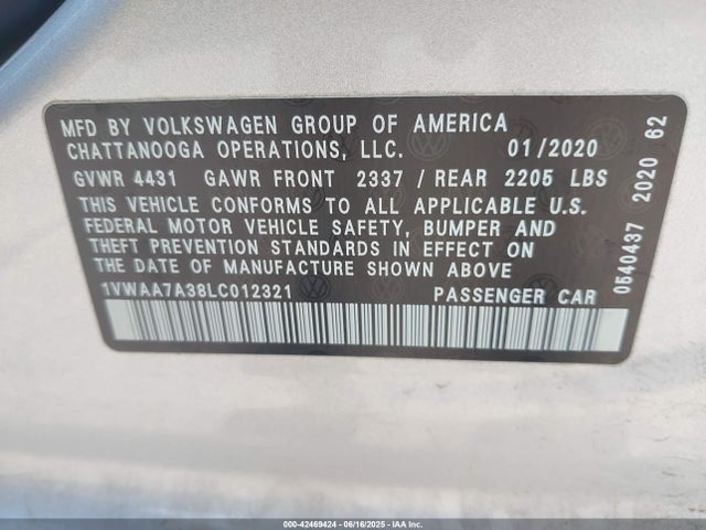 1VWAA7A38LC012321 Volkswagen Passat