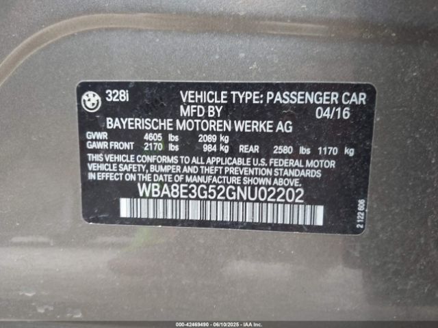 2016 BMW 328I WBA8E3G52GNU02202 Photo 8