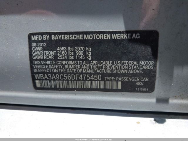 2013 BMW 335I WBA3A9C56DF475450 Photo 8