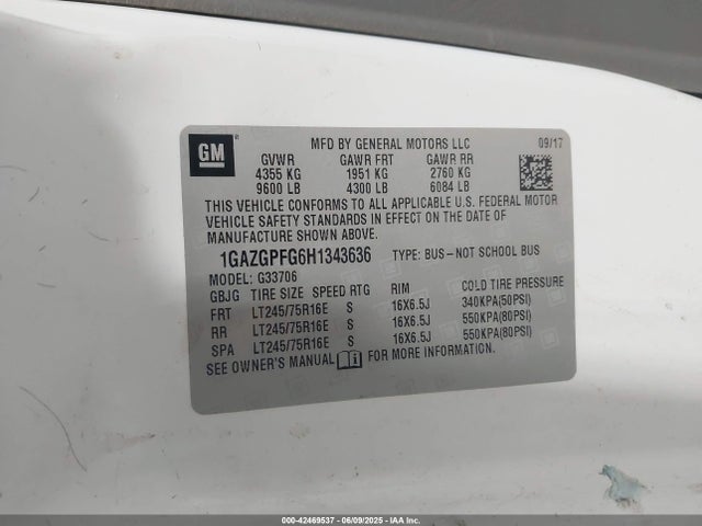 1GAZGPFG6H1343636 Chevrolet Express 3500 Lt