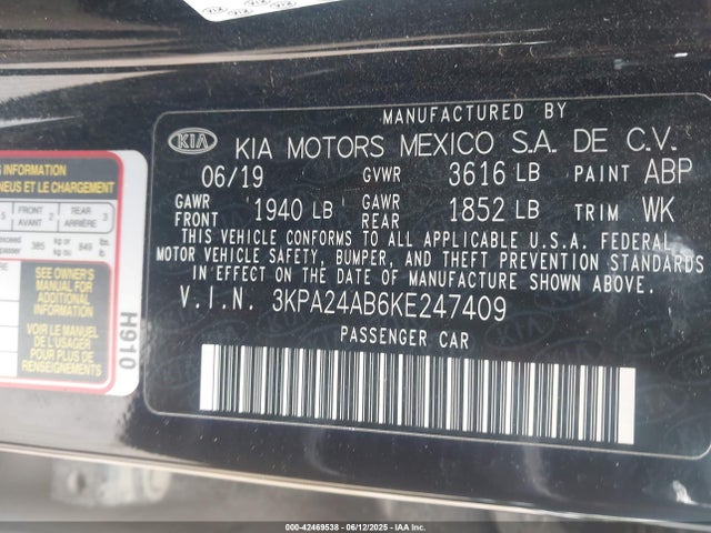 3KPA24AB6KE247409 KIA gdi gamma