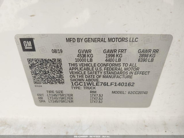1GC1WLE76LF140162 Chevrolet Silverado 2500hd 2wd  Standard Bed Wt