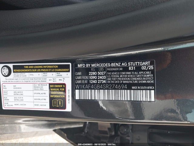 W1KAF4GB4SR274694 Mercedes-Benz m254