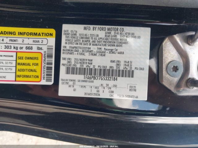 2016 FORD MUSTANG 1FA6P8CF7G5332184 Photo 8
