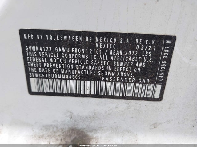 3VWC57BU0MM043096 Volkswagen tsi